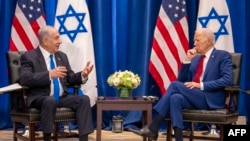 Thủ tướng Israel Benjamin Netanyahu (trái) gặp Tổng thống Mỹ Joe Biden bên lề cuộc họp Đại hội đồng Liên hợp quốc lần thứ 78 tại New York ngày 20/9/2023.