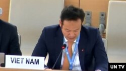 Đại sứ Việt Nam Mai Phan Dũng phát biểu tại Geneva hôm 19/6/2024. Photo UN Web TV.