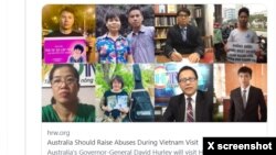 HRW kêu gọi Toàn quyền Australia nêu vấn đề nhân quyền trong chuyến công du Việt Nam.