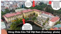 Toàn cảnh khu đất của Tu viện Dòng Chúa Cứu Thế, bao gồm Bệnh Viện Đống Đa và công viên mà chính quyền mượn sử dụng từ hơn nửa thế kỷ trước. Ảnh: dcctvn.org