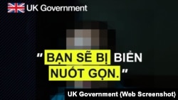 Một hình ảnh quảng cáo trong chiến dịch do Bộ Nội vụ Anh phát động hôm 25/3 để cảnh báo về hậu quả của việc nhập cư trái phép vào nước này nhắm vào các di dân Việt Nam.