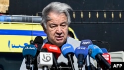 Ông Antonio Guterres phát biểu tại Ai Cập gần biên giới với Gaza hôm 23/3.