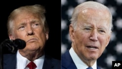 Ảnh phối hợp cựu Tổng thống Donald Trump, trái, và đương kim Tổng thống Joe Biden.