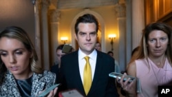 Depite Matt Gaetz (Repibliken Florid) se youn nan pi gwo kritik Lide Lachanm Depite Kevin McCarthy, nan Washington 2 Oktob, 2023. 