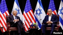 Tổng thống Mỹ Joe Biden và Thủ tướng Israel Benjamin Netanyahu ở Tel Aviv, Israel, ngày 18/10/2023. 