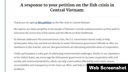 Phản hồi của Nhà Trắng trên trang web "We the people".