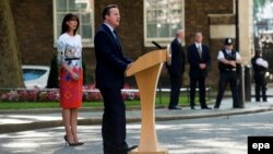 Thủ tướng Anh David Cameron phát biểu sau khi có kết quả cuộc trưng cầu dân ý về việc nước Anh rút ra khỏi EU ngày 24/6/2016.