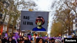 Protest to mark the International Day for Elimination of Violence Against Women, in Paris