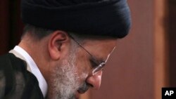 Tổng thống Ebrahim Raisi, khi còn sống, tại một cuộc họp báo ở Tehran hôm 21/6/2021. Truyền thông nhà nước Iran cho biết ông tử vong trong một tai nạn máy bay xảy ra hôm 19/5.