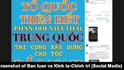 Lời phản đối nhà thầu Trung Quốc xây cao tốc mới ở Việt Nam xuất hiện trên một diễn đàn mạng, 28/5/2019