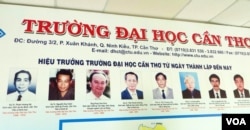 Những Hiệu trưởng Viện Đại học Cần Thơ từ ngày thành lập tới nay; từ trái: 1. GS Phạm Hoàng Hộ, 1966-1970; 2. GS Nguyễn Duy Xuân, 1970-1975; 3. Ông Phạm Sơn Khai, 1976-1989; 4. GS Trần Phước Đường, 1989-1997; 5. TS Trần Thượng Tuấn, 1997-2002; 6. TS Lê Quang Minh, 2002-2006; 7. GS Nguyễn Anh Tuấn, 2007-2012; 8. TS Hà Thanh Toàn, 2013-2017 đến nay. [photo by Lê Anh Tuấn]