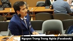 Nguyễn Trung Trọng Nghĩa tại hội nghị về nhân quyền ở Geneva ngày 20/2/2018.