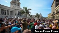 Người Cuba biểu tình chống chính phủ ở thủ đô Havana, 11/7/2021 (ảnh tư liệu). 