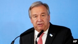 Ảnh tư liệu: Tổng thư ký Liên hiệp quốc Antonio Guterres phát biểu tại London ngày 11/05/2017