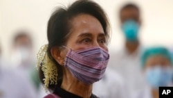 Cựu lãnh đạo Myanmar, bà Suu Kyi, hồi ngày 27/1/2021, trước khi bị quân đội làm đảo chính, lật đổ.