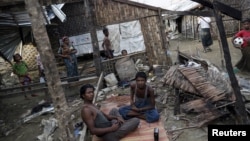 Người Rohingya people sống trong các trại tản cư tồi tàn ở Sittwe, Rakhine, ngày 4/8/2015. 