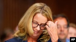 Bà Christine Blasey Ford điều trần trước Ủy ban Tư pháp Thượng viện Hoa Kỳ, ngày 27/09/2018.