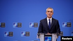 NATO Secretary General Stoltenberg holds news conference in Brussels