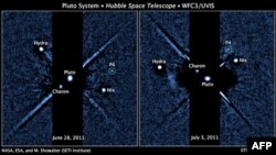 Viễn vọng kính Không gian Hubble của NASA chụp 2 bức ảnh cách nhau khoảng 1 tuần cho thấy 4 vệ tinh của Sao Diêm Vương