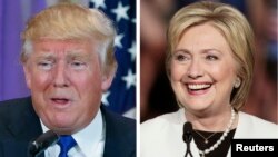 Hai ứng cử viên tổng thống đang dẫn đầu, Donald Trump của Đảng Cộng hòa (trái) và Hillary Clinton của Đảng Dân chủ.