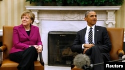 Thủ tướng Đức Angela Merkel hội đàm với Tổng thống Mỹ Barack Obama tại Tòa Bạch Ốc, ngày 9/2/2015.