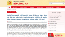 Cổng thông tin Bộ Công an VN đăng tin ông Phạm Chí Dũng bị bắt.