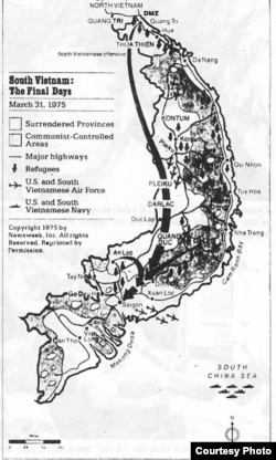 Bản đồ diễn biến chiến sự ở Việt Nam Cộng hòa tính đến thời điểm 31/3/1975 (ảnh tư liệu)