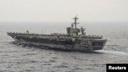 Hàng không mẫu hạm USS Theodore Roosevelt của Hoa Kỳ ở Biển Đông (Ảnh: Hải quân Mỹ chụp ngày 29/10/ 2015).