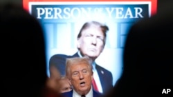 President-elect Donald Trump speaks during a Time magazine Person of the Year event at the New York Stock Exchange, in New York, Dec. 12, 2024.