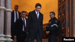 Canada's Prime Minister Justin Trudeau leaves Parliament Hill after a Cabinet meeting in Ottawa, Ontario, Dec. 20, 2024.