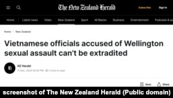 The New Zealand Herald đưa tin về vụ 2 quan chức Việt Nam tấn công tình dục hai nữ bồi bàn, 11/12/2024.