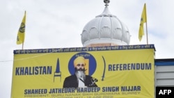 Hình ảnh nhà hoạt động lưu vong Gurdwara Jathedar Hardeep Singh Nijjar tại ngôi đền Guru Nanak Sikh Gurdwara ở Canada ngày 19/9/2023. Thủ tướng Justin Trudeau yêu cầu Ấn Độ xử lý “hết sức nghiêm túc” cáo buộc của Canada về việc New Delhi có thể dính líu đến vụ sát hại ông Nijjar.