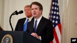 Thẩm phán Brett Kavanaugh phát biểu sau khi được đề cử làm Thẩm phán Tối cao, ngày 9/7/2018.