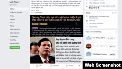 Bài viết về ông Long trên trang Facebook của Việt Tân.