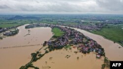 Hình ảnh ngập lụt vì bão Yagi ở Thái Nguyên.