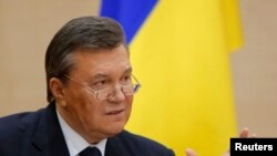 Tổng thống Ukraina bị lật đổ Viktor Yanukovich nói chuyện tại một cuộc họp báo ở thành phố Rostov-on-Don ở miền nam nước Nga, 28/2/14