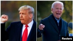 Ứng cử viên Donald Trump vận động tại bang Pennsylvania và ứng cử viên Joe Biden tại bang Michigan, Hoa Kỳ, vào ngày 31/10/2020.