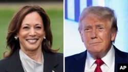 Ảnh phối hợp: Phó Tổng thống Kamala Harris, trái, và cựu Tổng thống Donald Trump.