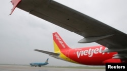 Máy bay A320 của hãng hàng không giá rẻ VietJet. 