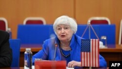 Bộ trưởng Tài chính Mỹ Janet Yellen trong cuộc gặp người đồng cấp Việt Nam Hồ Đức Phớc ở Hà Nội hôm 21/7 năm 2023