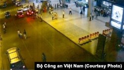 Hiện trường vụ đặt bom xăng (vùng khoanh đỏ) tại sân bay Tân Sơn Nhất ngày 22/4/2017. Ảnh: Bộ Công an