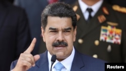 Tổng thống Venezuela Nicolas Maduro tại cuộc họp báo ở Dinh Miraflores ở Caracas, ngày 12/3/2020.