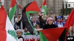 Biểu tình chào mừng lệnh ngưng bắn ở Gaza tại Rabat, Morocco, ngày 16/1/2025.