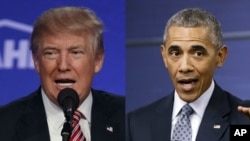 Ứng viên Donald Trump và Tổng thống Barack Obama.