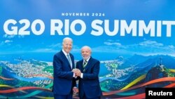 Prezidan Brezilyen Luis Ignacio Lula da Silva akeyi Prezidan Etazini Joe Biden nan Rio de Janeiro, Brezil. 